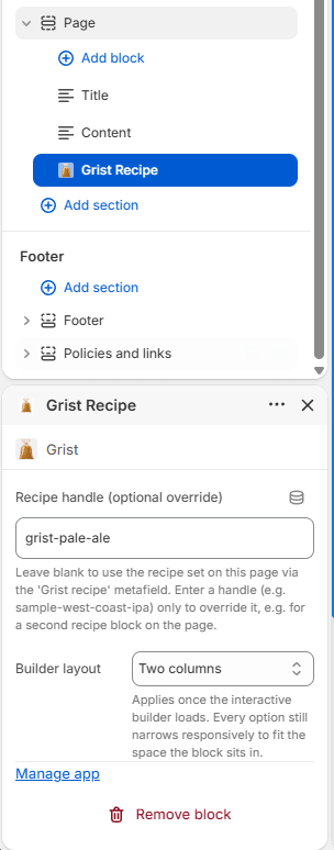 Add the recipe handle, optionally override the builder layout.